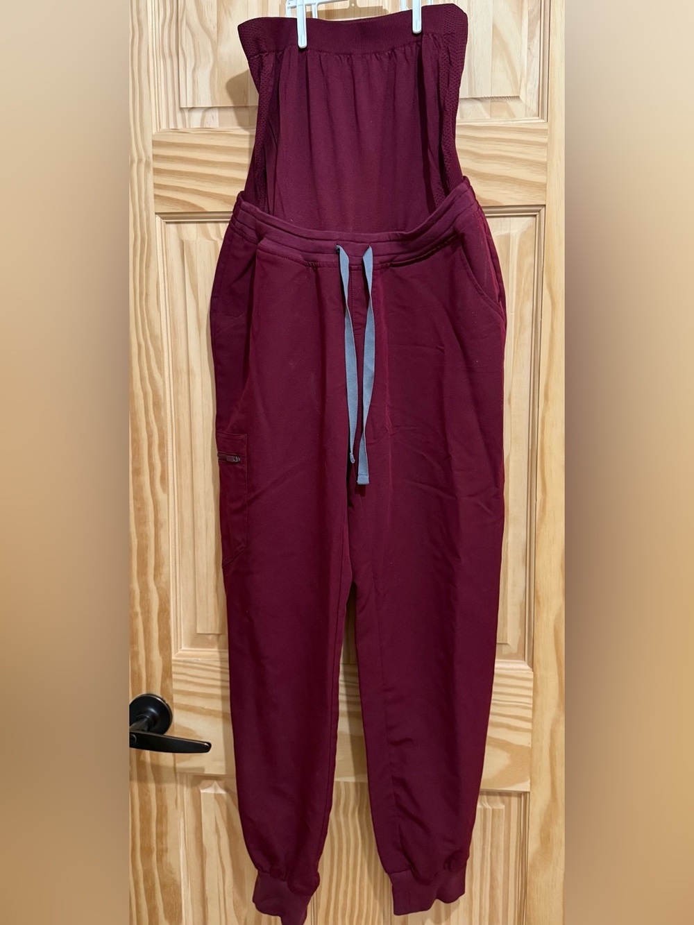 Figs Women’s Maternity Maroon Jogger Pants with Contrast Drawstring